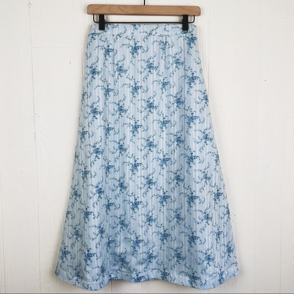 Vintage Ditsy Floral A-Line Maxi Skirt Cottagecore Prairie Boho - Picture 1 of 8